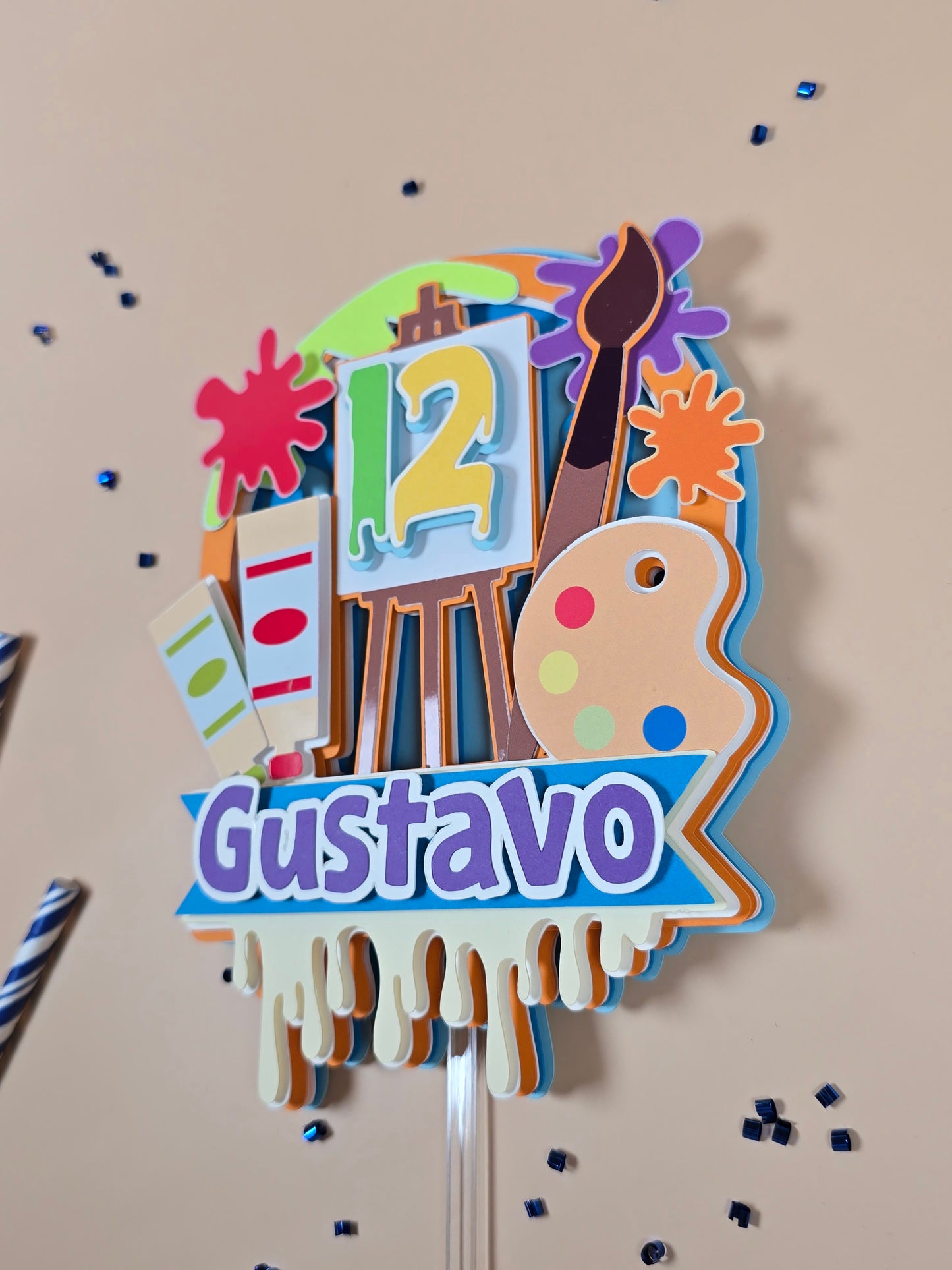 Art Theme inspired cake topper, Paint palettes cake topper, Artist birthday party