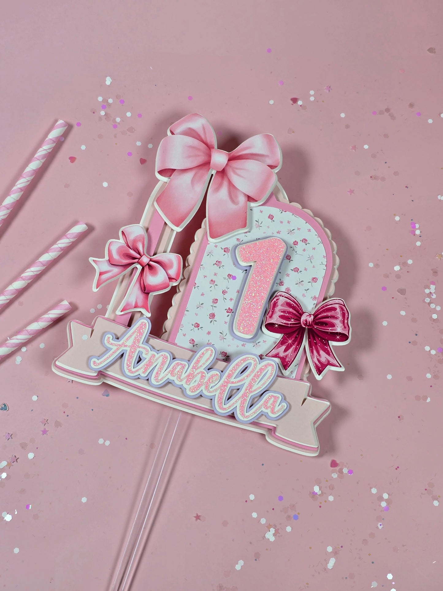 Coquette Cake topper, Coquette birthday, Pink Bow party theme, Love Shack Fancy Cake topper