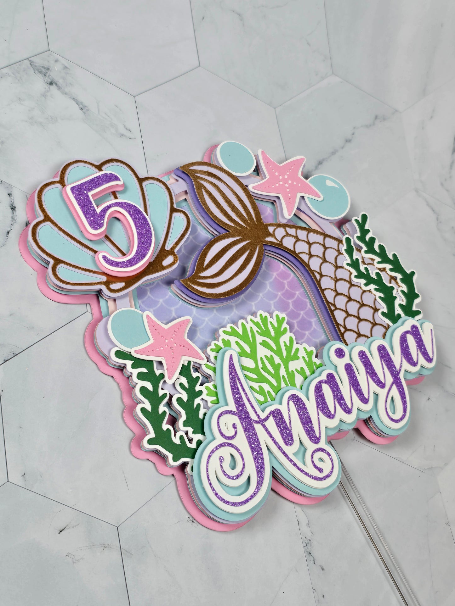 Mermaid cake topper, Under the sea party decoration, Mermaid birthday theme