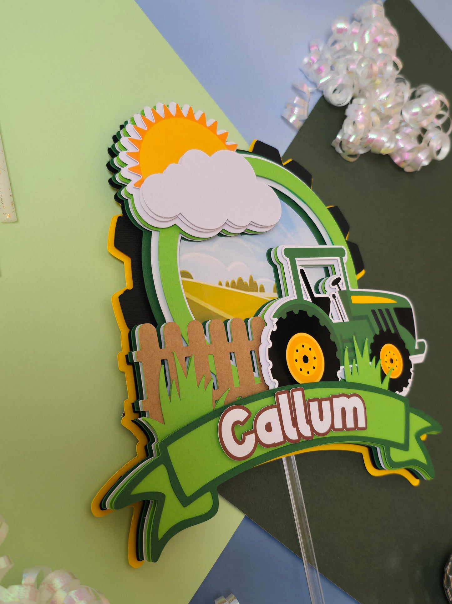 Tractor cake topper, Tractor / Farm theme party, Green Tractor birthday party