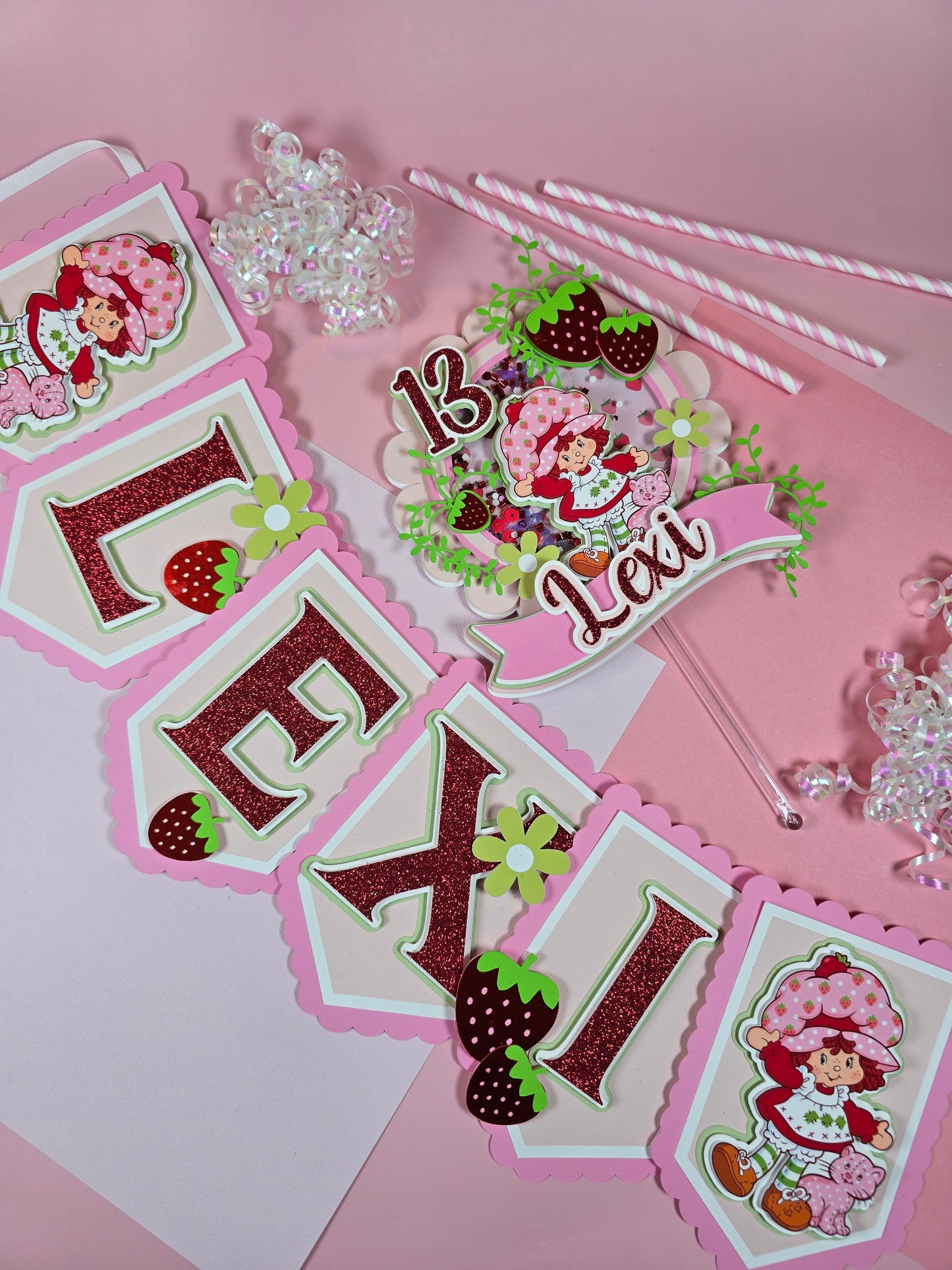 Strawberry shortcake banner, Strawberry shortcake theme banner, Strawberry shortcake party decoration