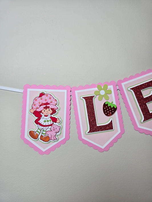 Strawberry shortcake banner, Strawberry shortcake theme banner, Strawberry shortcake party decoration