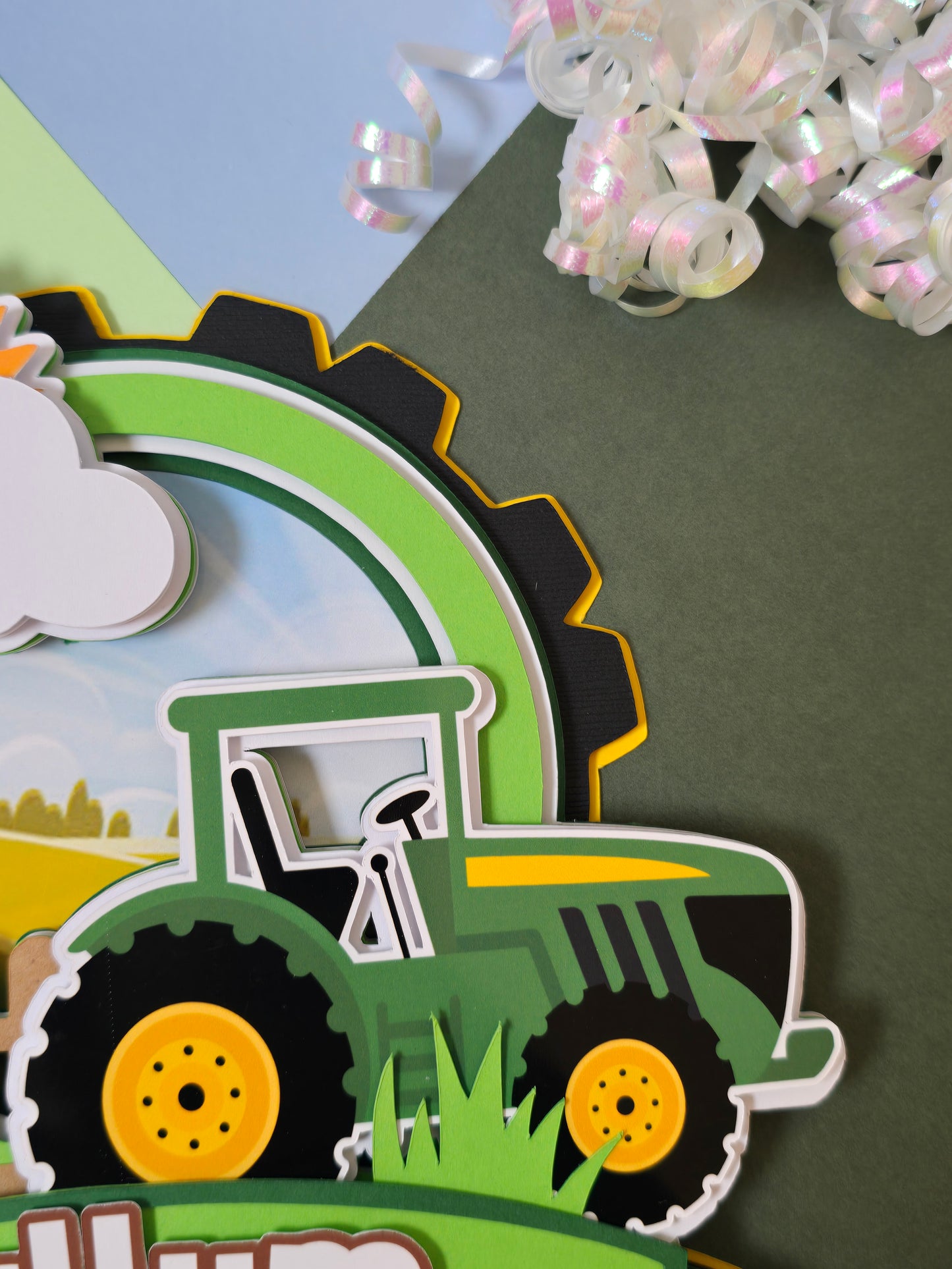 Tractor cake topper, Tractor / Farm theme party, Green Tractor birthday party