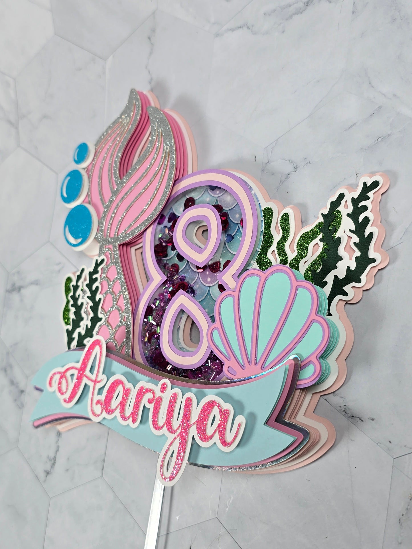 Mermaid cake topper, Under the sea party decoration, Mermaid birthday theme