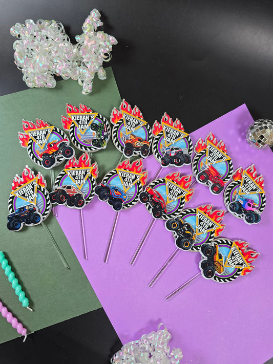 Monster Jam Cupcake Topper, Monster Jam cupcake decor, Monster Jam birthday theme