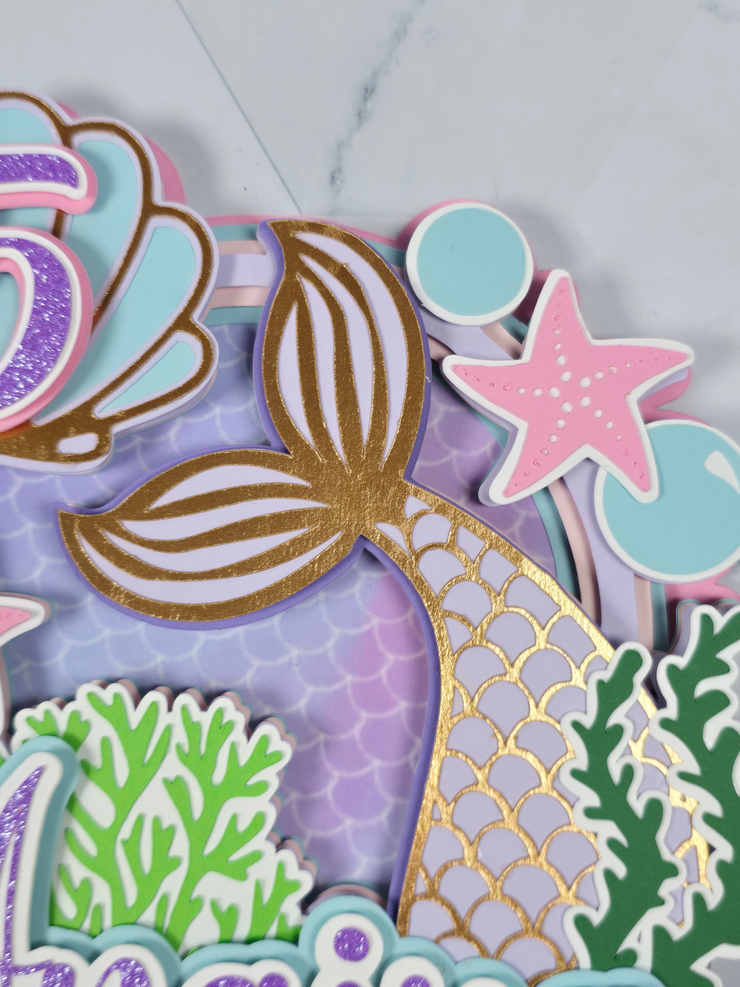 Mermaid cake topper, Under the sea party decoration, Mermaid birthday theme