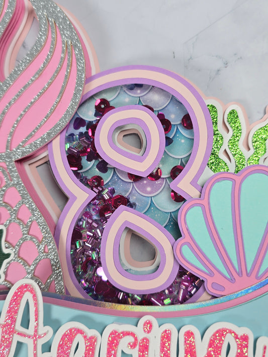 Mermaid cake topper, Under the sea party decoration, Mermaid birthday theme