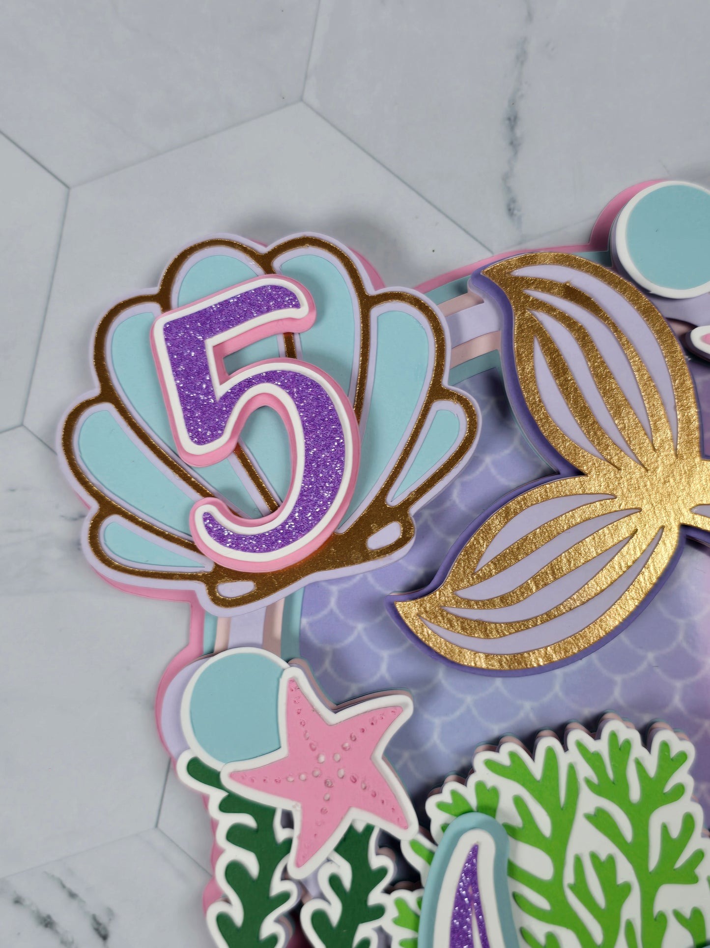 Mermaid cake topper, Under the sea party decoration, Mermaid birthday theme