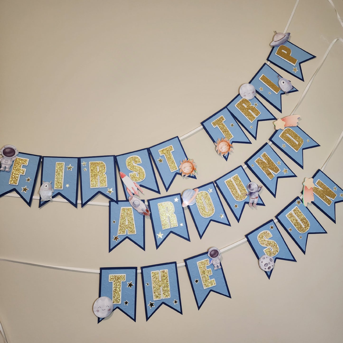 First trip around the sun Banner, Astronaut banner, Space theme banner