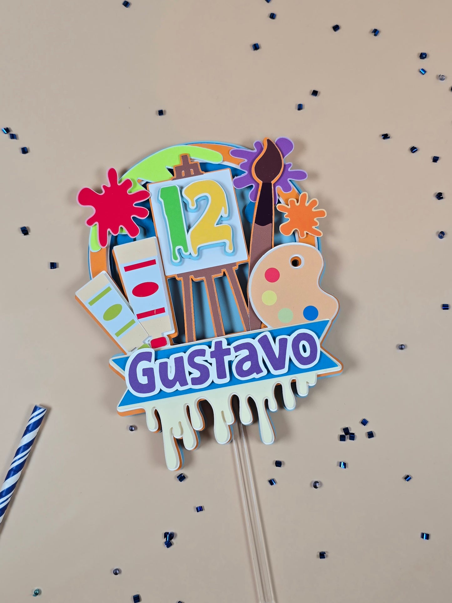 Art Theme inspired cake topper, Paint palettes cake topper, Artist birthday party