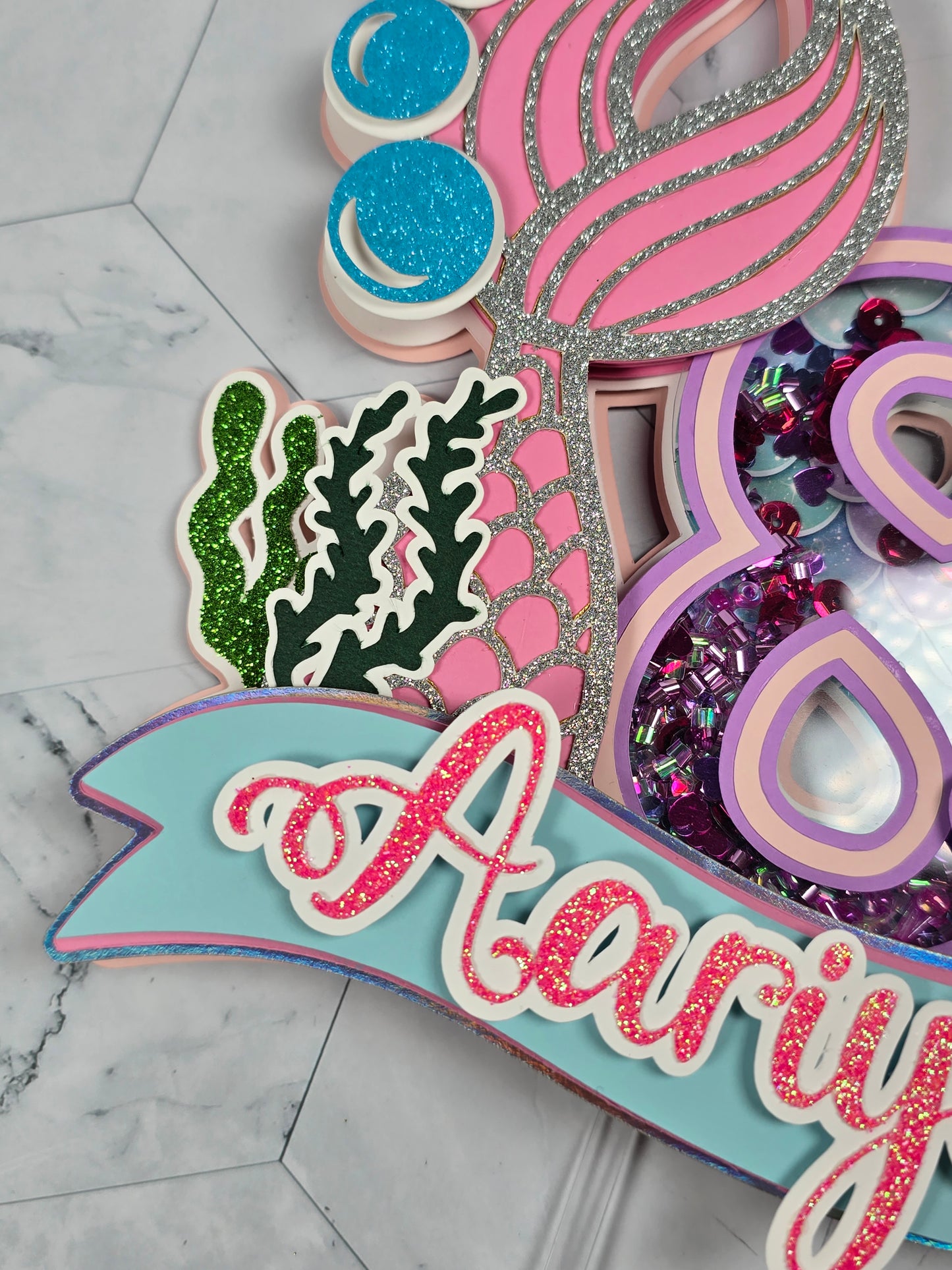 Mermaid cake topper, Under the sea party decoration, Mermaid birthday theme