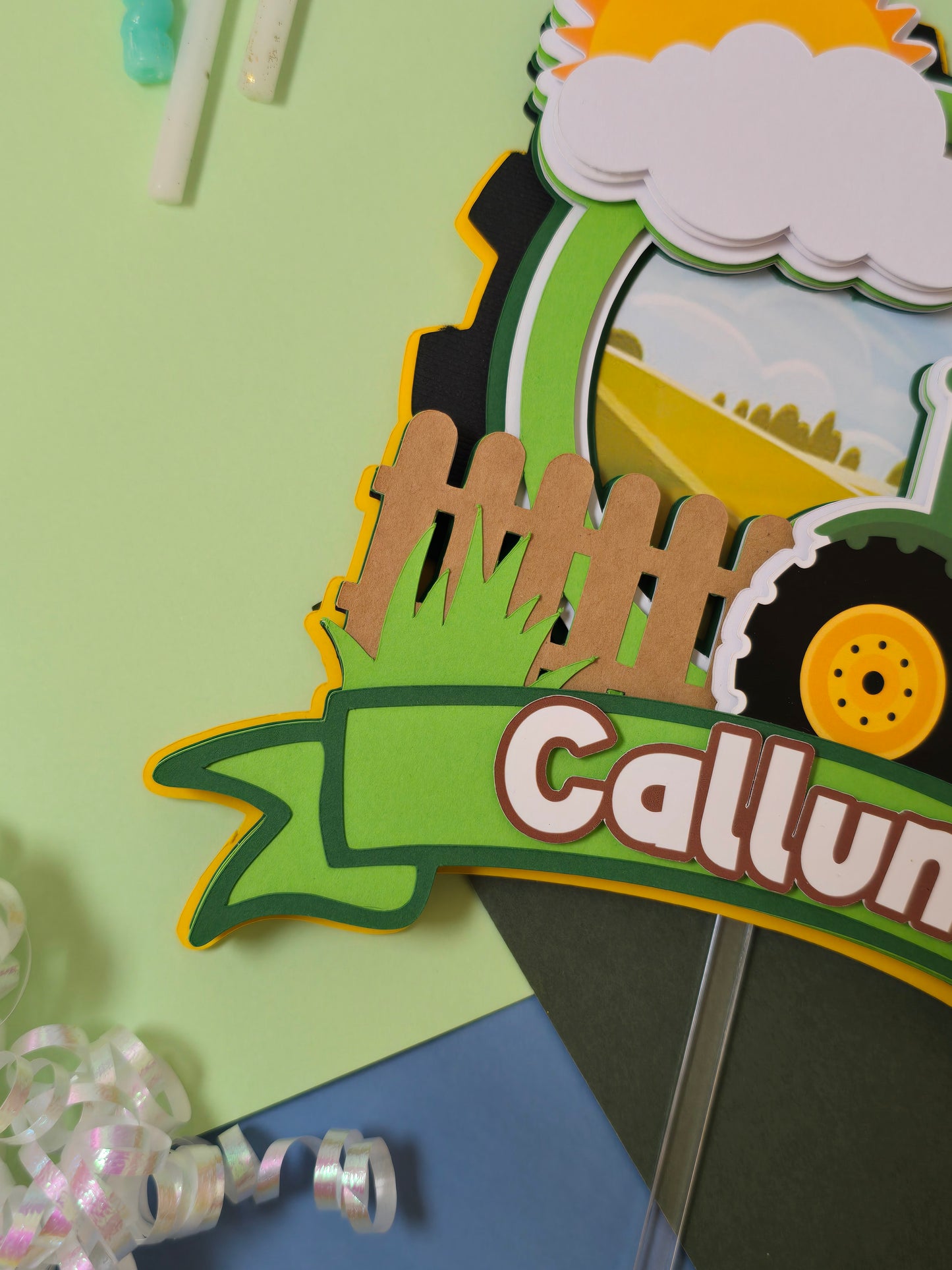 Tractor cake topper, Tractor / Farm theme party, Green Tractor birthday party