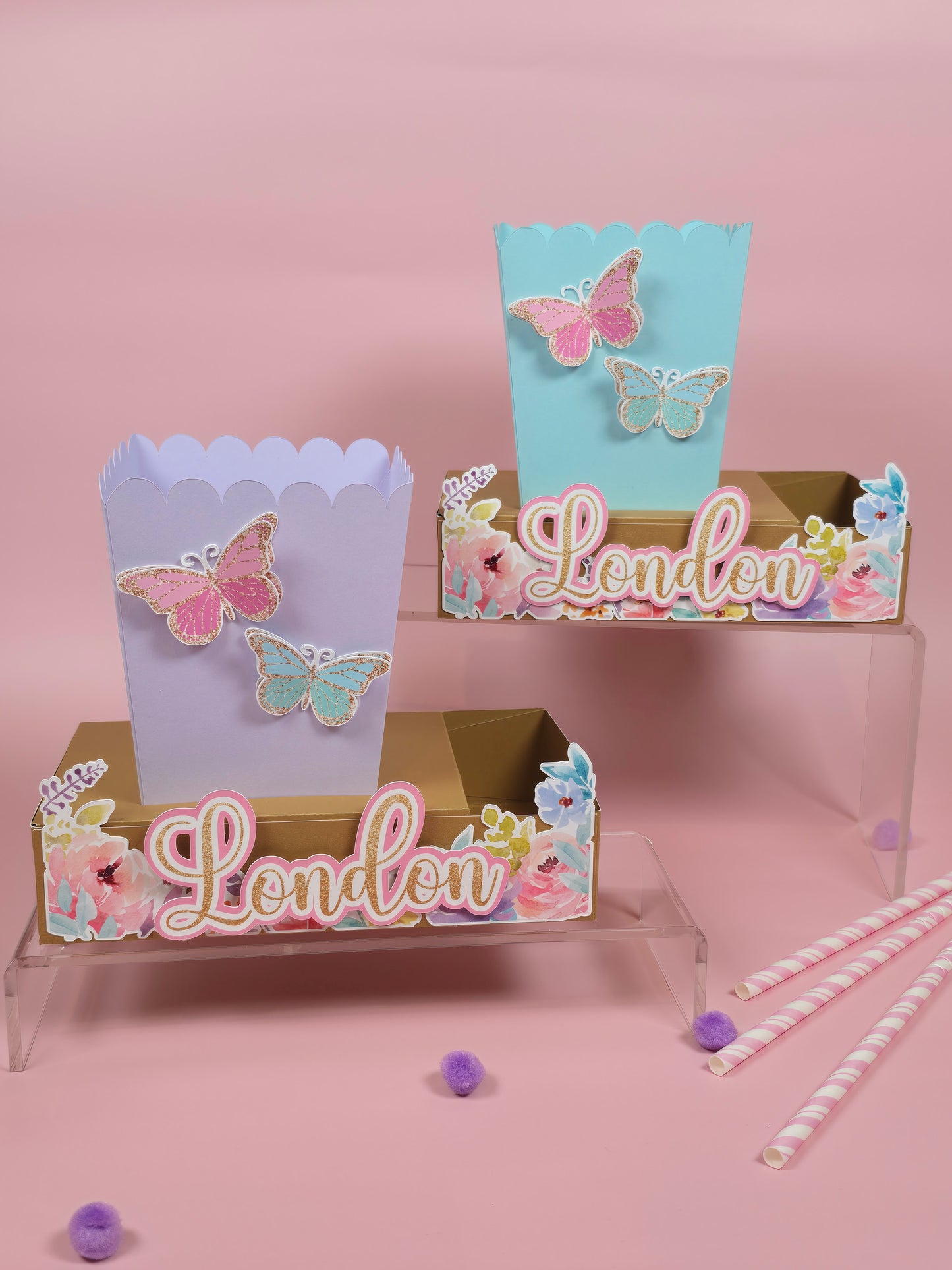 Butterflies Box popcorn Butterflies garden party favors Florar butterfly garden party theme movie night box for birthday theme Butterfly