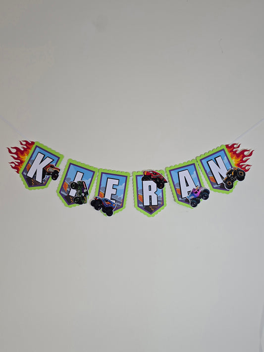 Monster Jam banner, Monster Jam theme banner, Monster Jam party decoration