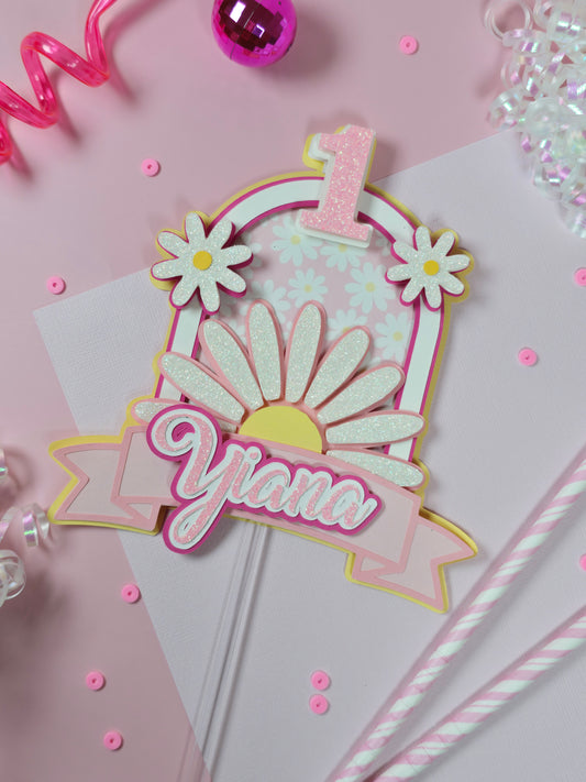 Daisy Cake topper, Flower cake topper, one daisy cake topper