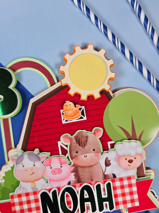 Farm Animals Cake topper, Farm animals birthday decoration, Farm Animals party