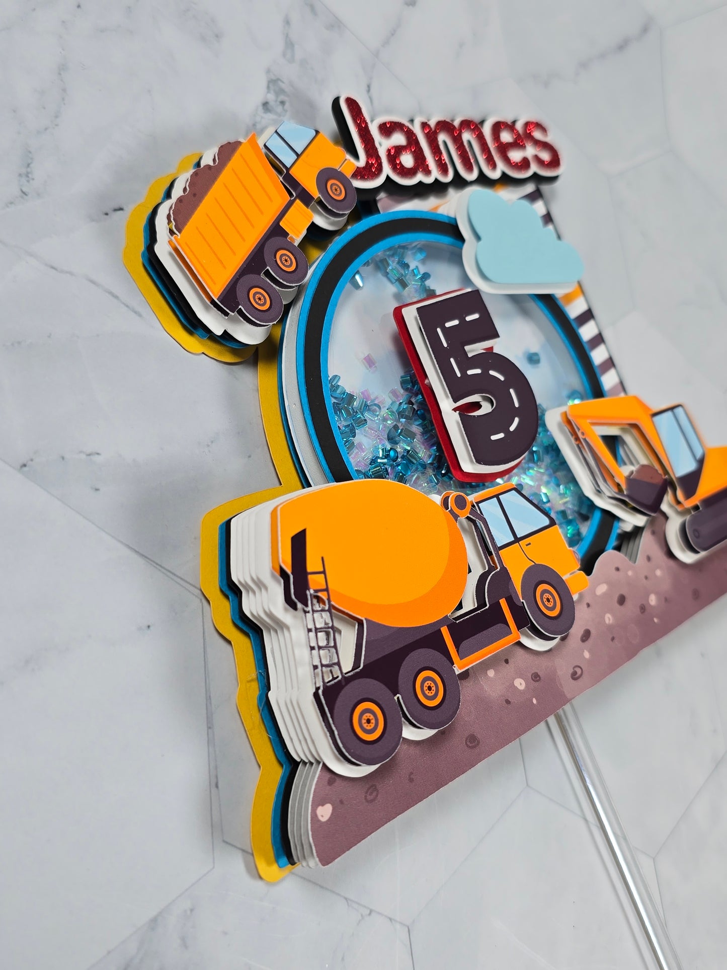 Construction cake topper, Excavator theme party, Construction birthday party