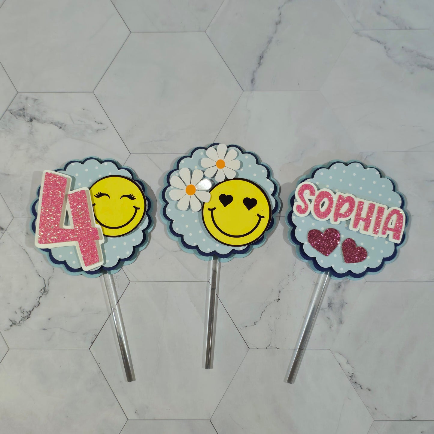Happy Faces Cupcake Topper, Smiley face cupcake decor