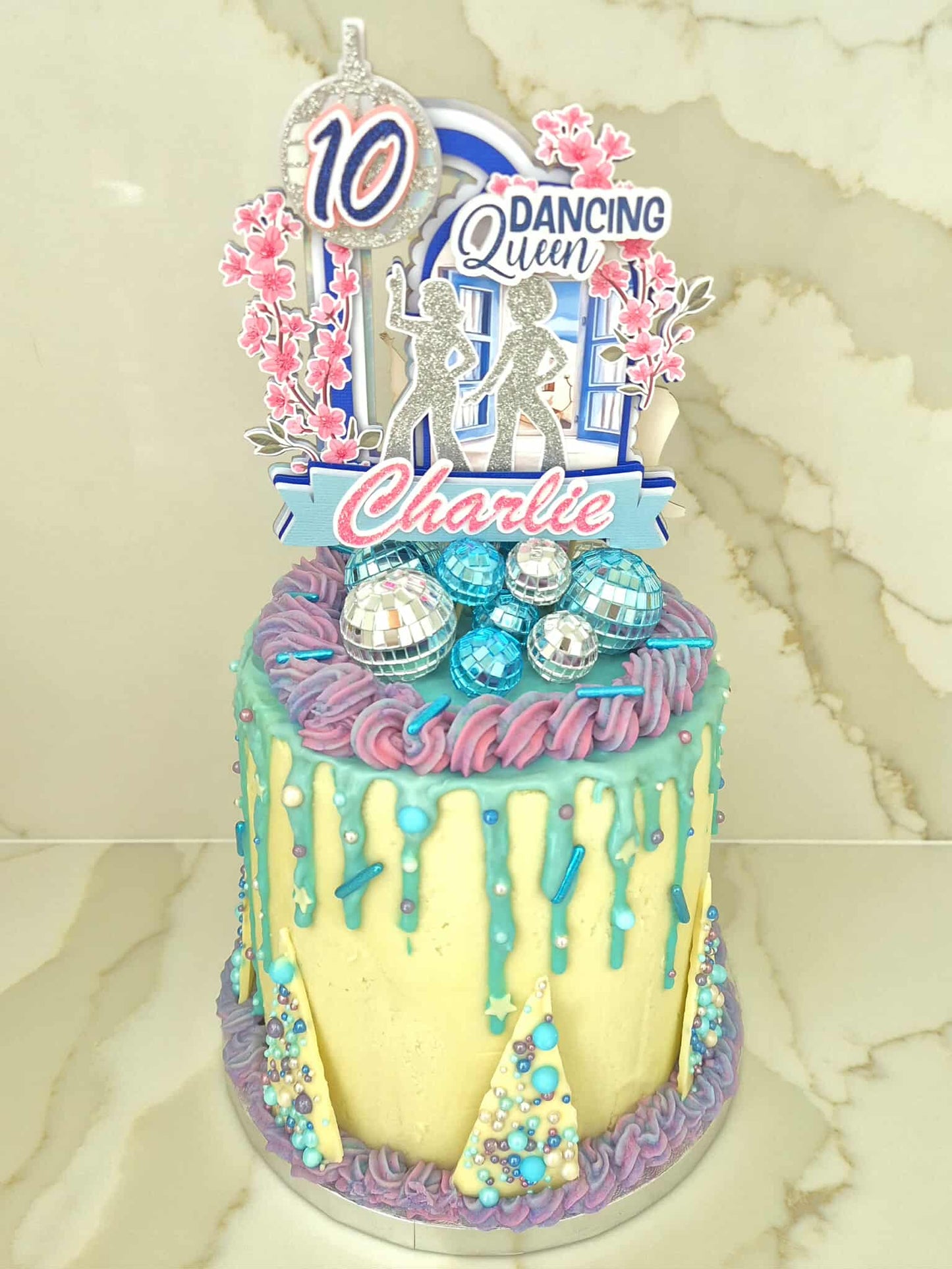 Mamma mia inspiredcake topper, Dancing queen Cake topper, Greek cake topper