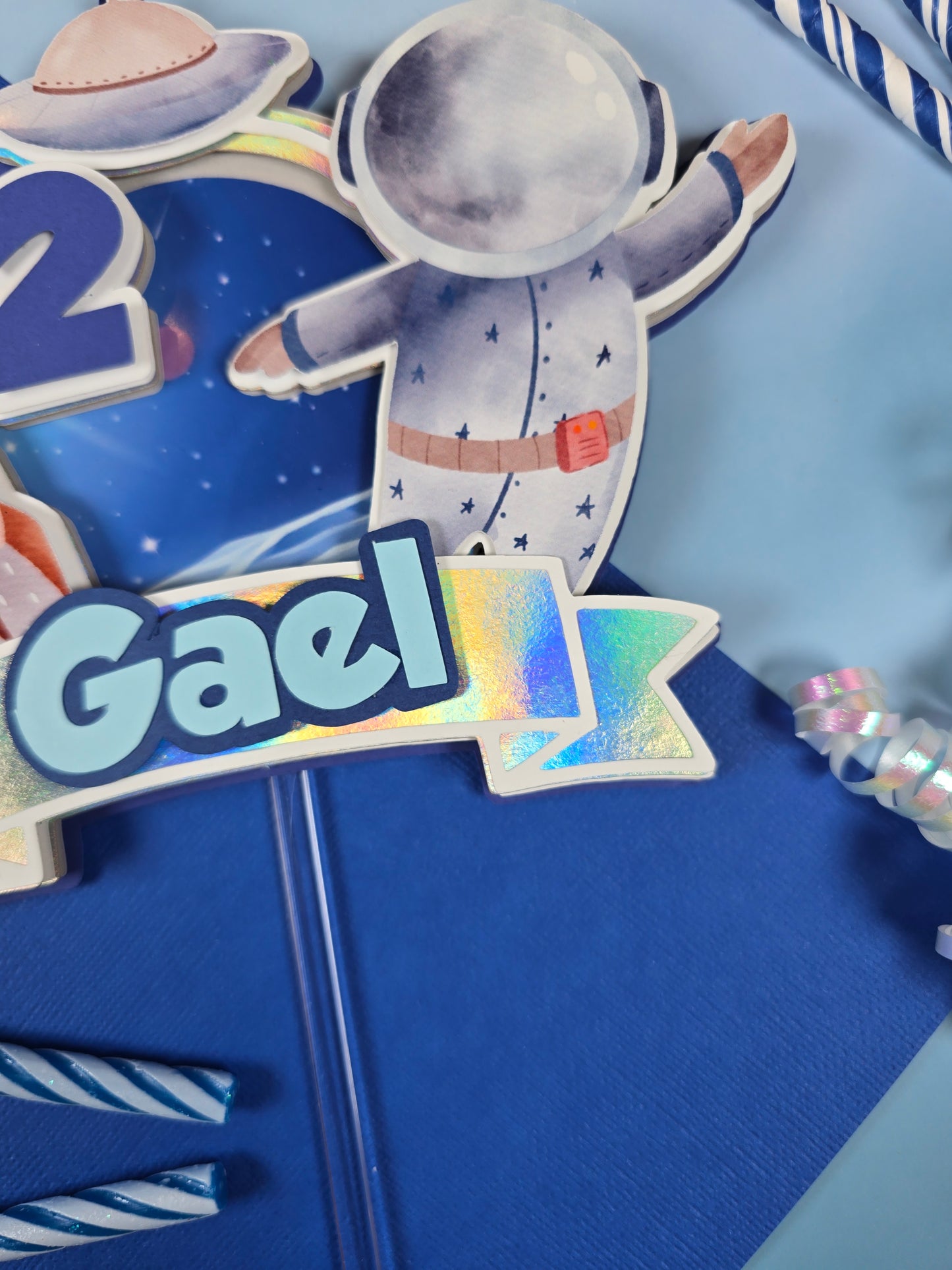 Two the moon Cake topper, Space birthday theme, Astronaut Cake topper