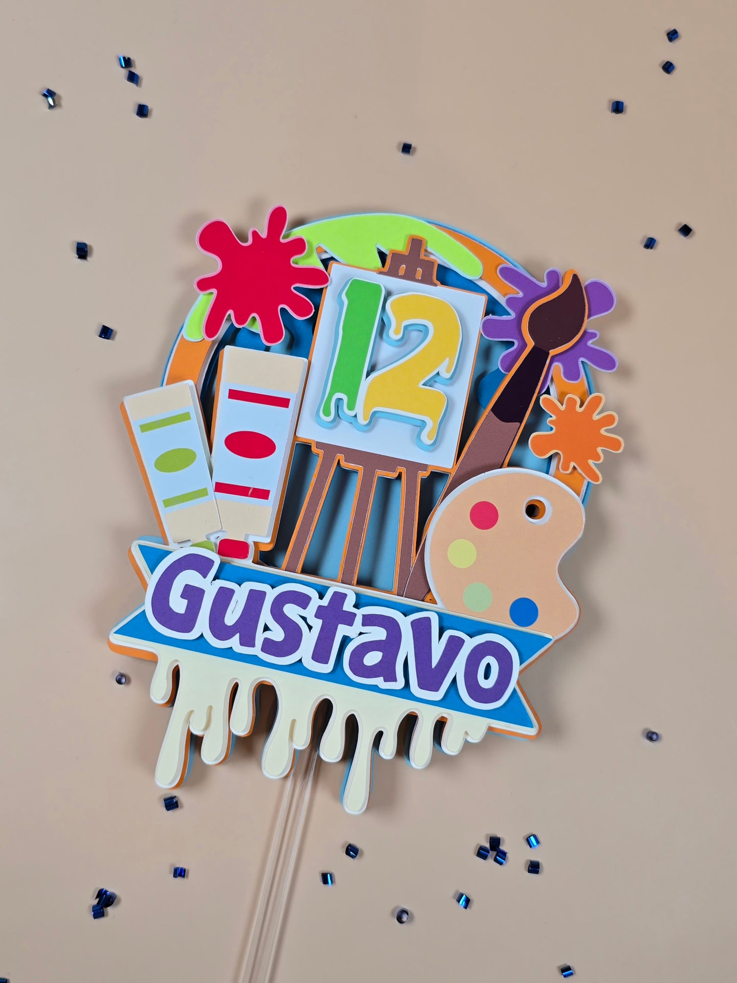 Art Theme inspired cake topper, Paint palettes cake topper, Artist birthday party