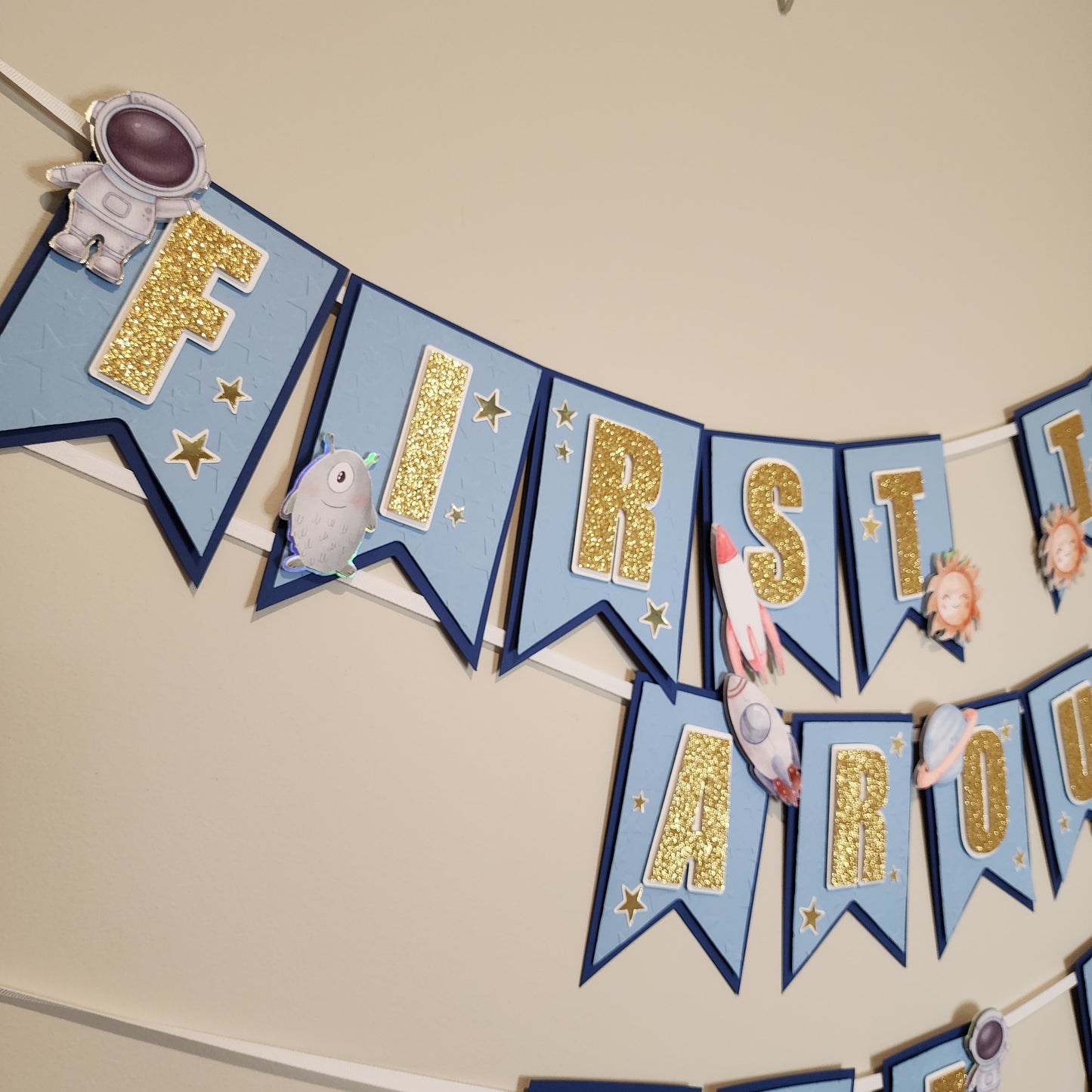 First trip around the sun Banner, Astronaut banner, Space theme banner