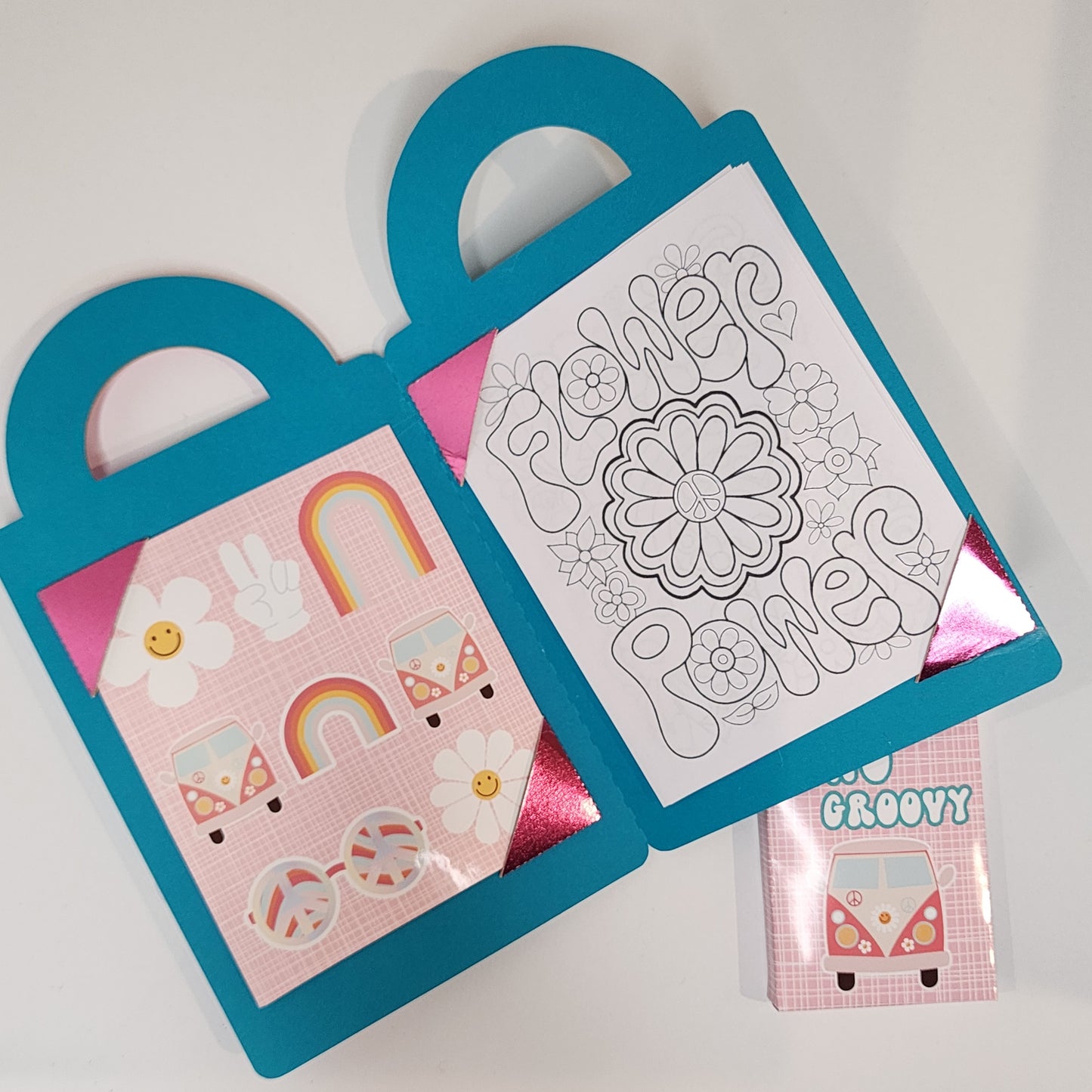 Two Groovy coloring suite case + stickers, Groovy party favors, Groovy coloring