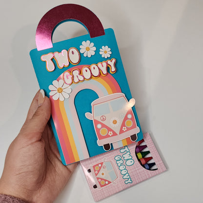 Two Groovy coloring suite case + stickers, Groovy party favors, Groovy coloring