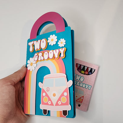 Two Groovy coloring suite case + stickers, Groovy party favors, Groovy coloring