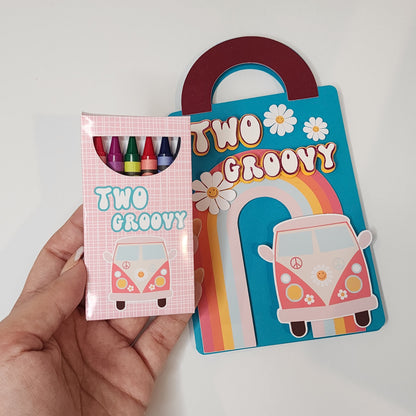 Two Groovy coloring suite case + stickers, Groovy party favors, Groovy coloring