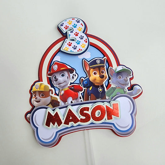 Red Paw Patrol Cake topper, Dogs Cake topper, Paw patrol cake topper