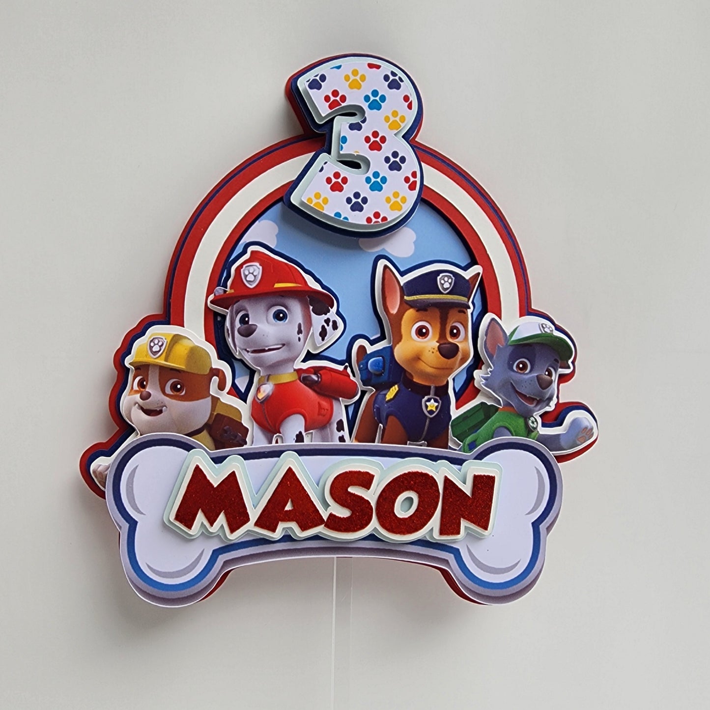 Red Paw Patrol Cake topper, Dogs Cake topper, Paw patrol cake topper