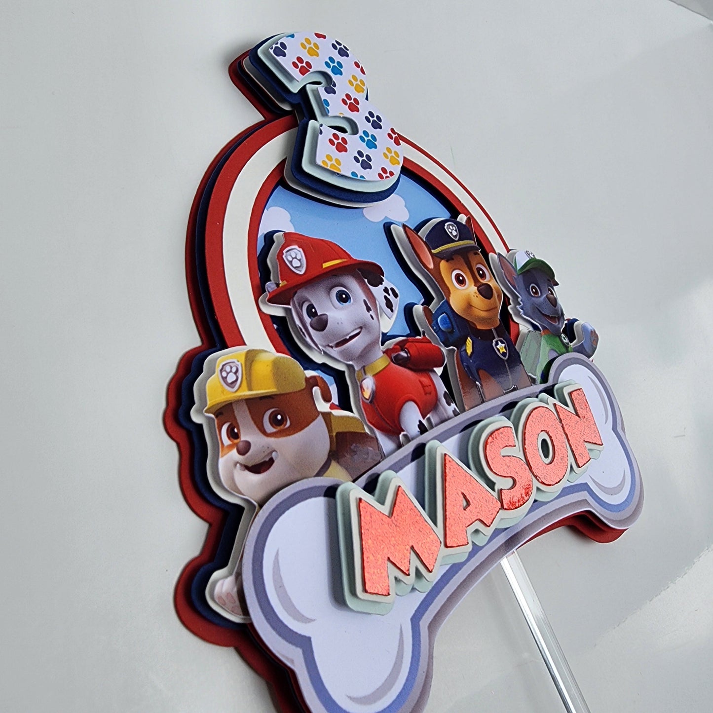 Red Paw Patrol Cake topper, Dogs Cake topper, Paw patrol cake topper