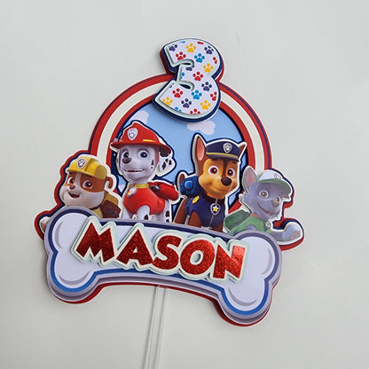 Red Paw Patrol Cake topper, Dogs Cake topper, Paw patrol cake topper