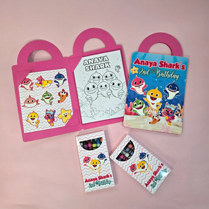 Baby Shark coloring suite case + stickers, Baby shark party favors,Baby shark coloring