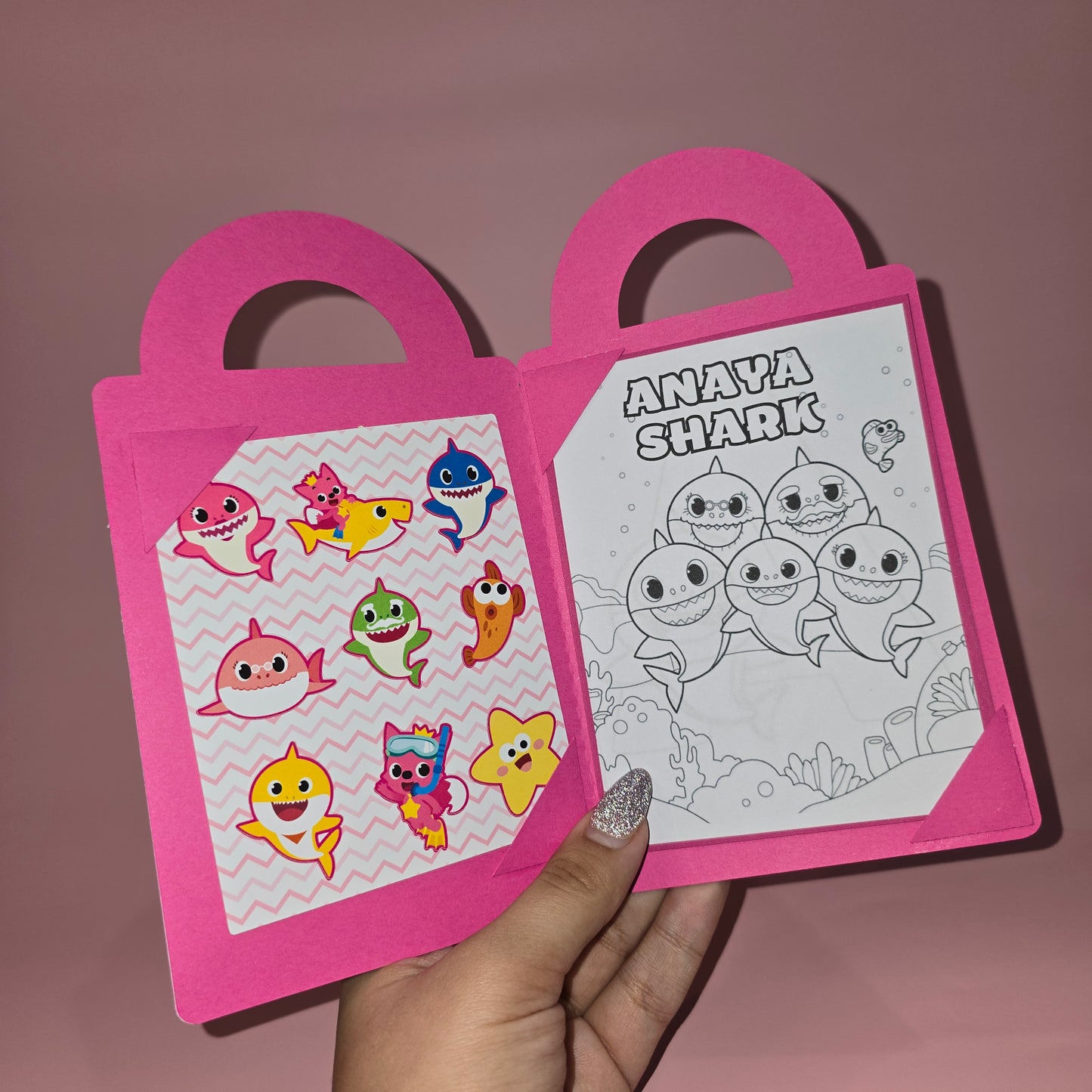 Baby Shark coloring suite case + stickers, Baby shark party favors,Baby shark coloring