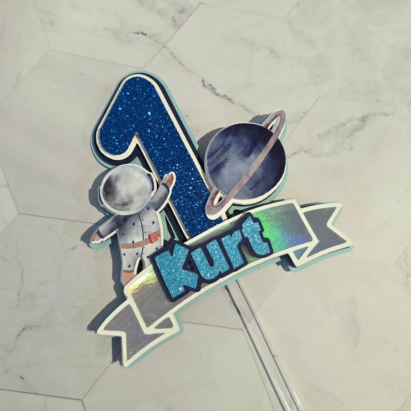First trip to the moon Cake topper, Space birthday theme, Astronaut Cake topper