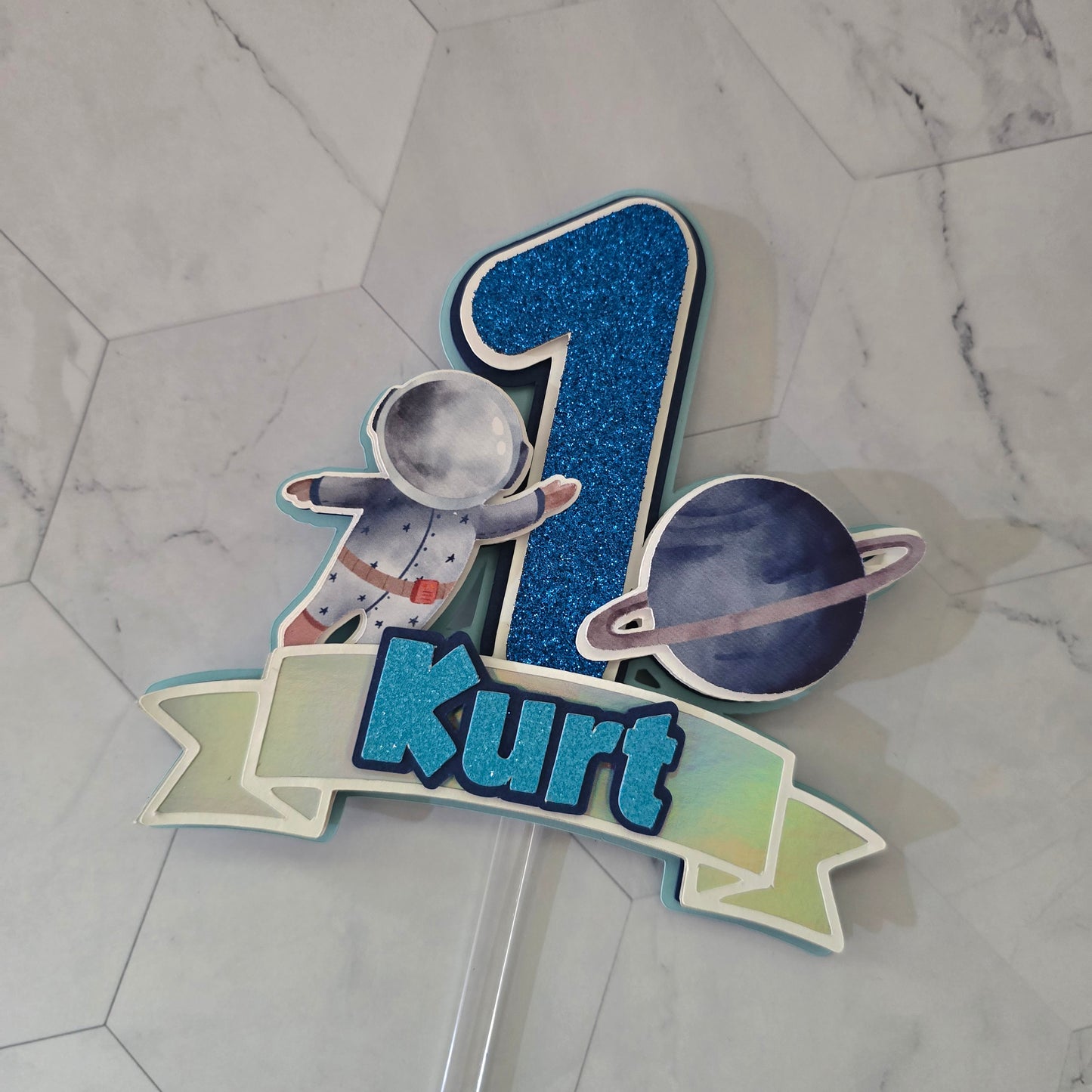 First trip to the moon Cake topper, Space birthday theme, Astronaut Cake topper
