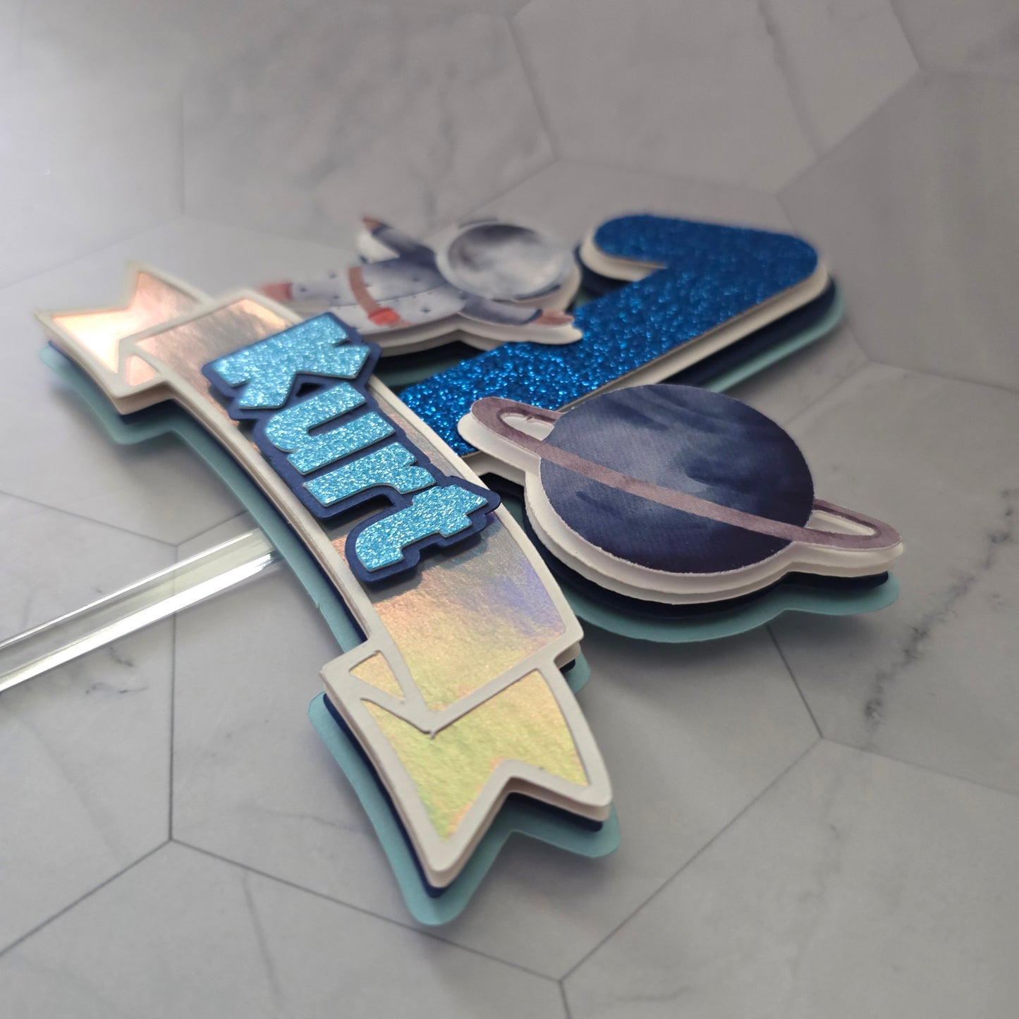 First trip to the moon Cake topper, Space birthday theme, Astronaut Cake topper