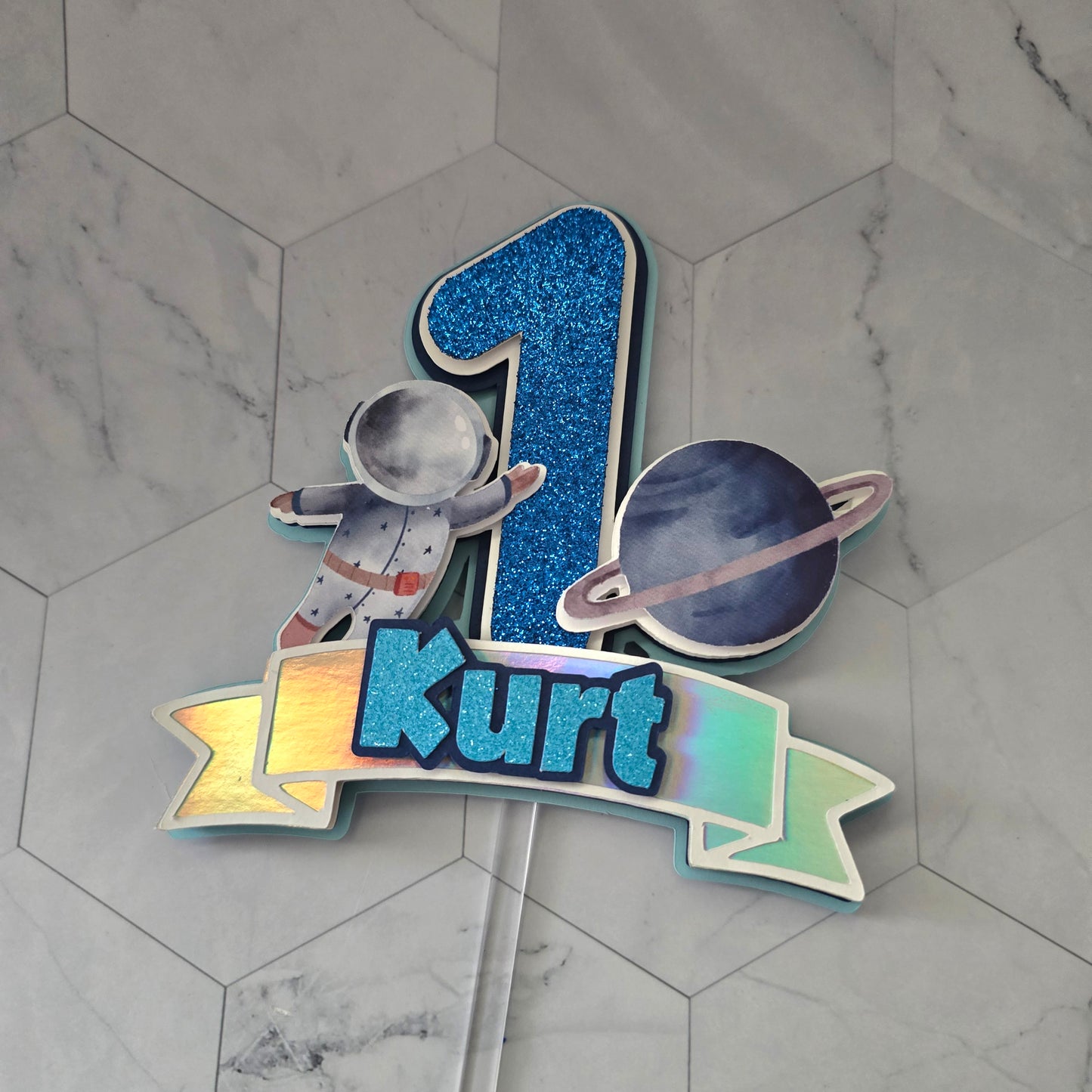 First trip to the moon Cake topper, Space birthday theme, Astronaut Cake topper