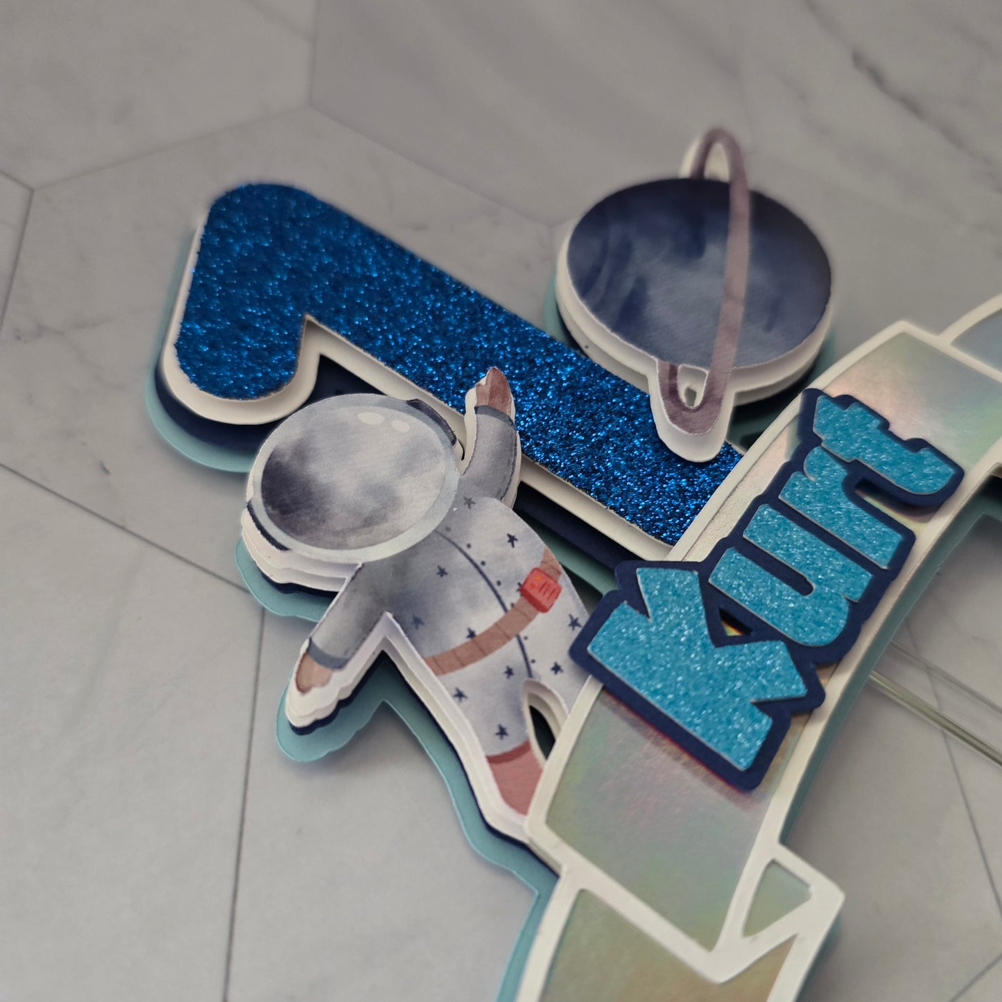 First trip to the moon Cake topper, Space birthday theme, Astronaut Cake topper