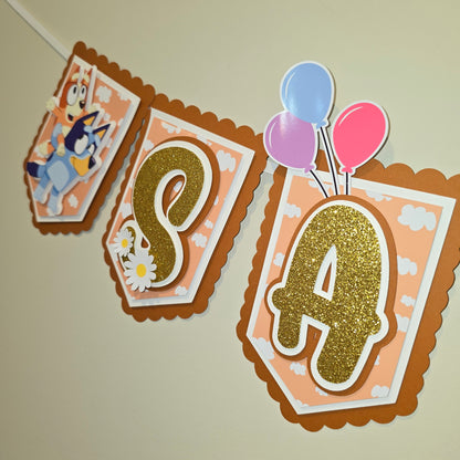 Bluey banner, Bluey theme banner, Bluey party decoration, Bluey girly banner