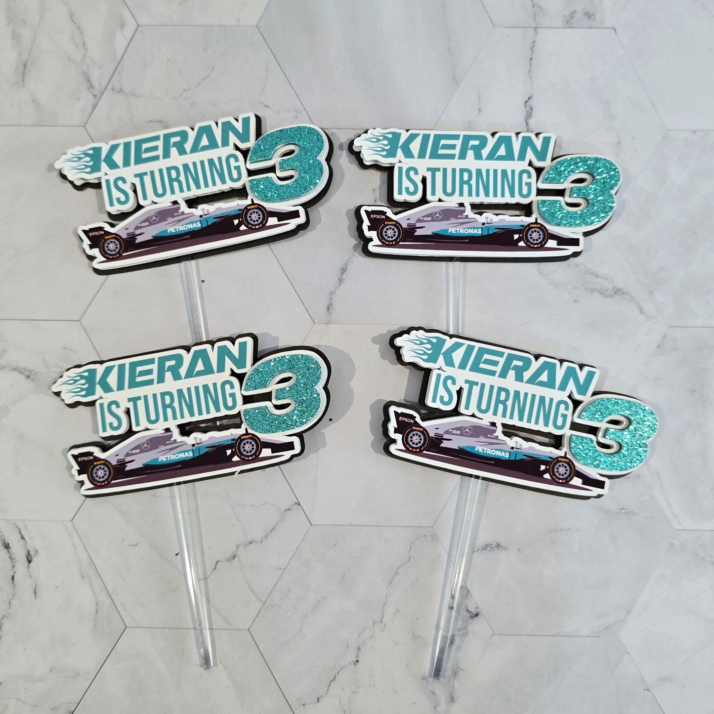 Race cars Cupcake Topper, Formula 1 cupcake decor, Mercedes birthday