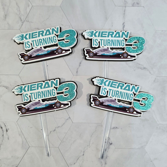 Race cars Cupcake Topper, Formula 1 cupcake decor, Mercedes birthday
