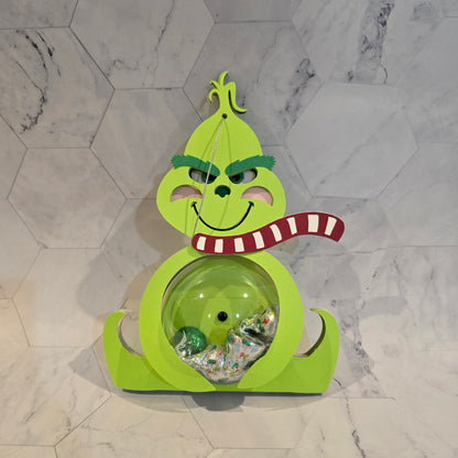 Grinch candy holder, Christmas Candy Holder with Refillable Ornament
