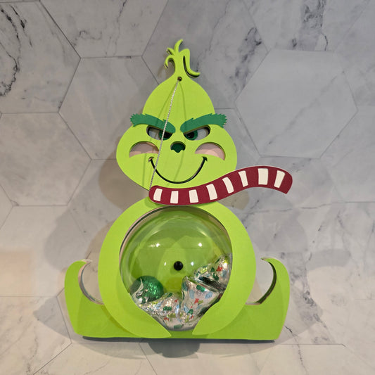 Grinch candy holder, Christmas Candy Holder with Refillable Ornament