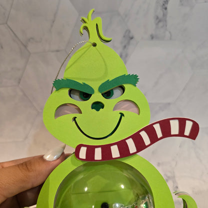 Grinch candy holder, Christmas Candy Holder with Refillable Ornament