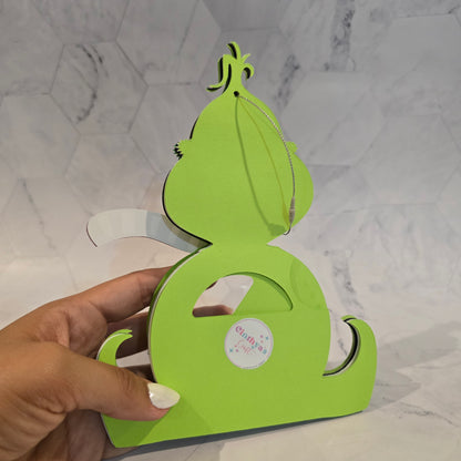 Grinch candy holder, Christmas Candy Holder with Refillable Ornament
