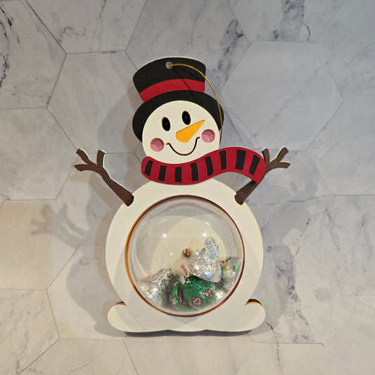 Snowman candy holder, Christmas Candy Holder with Refillable Ornament