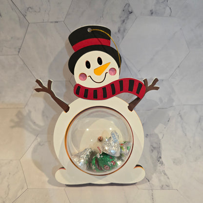 Snowman candy holder, Christmas Candy Holder with Refillable Ornament